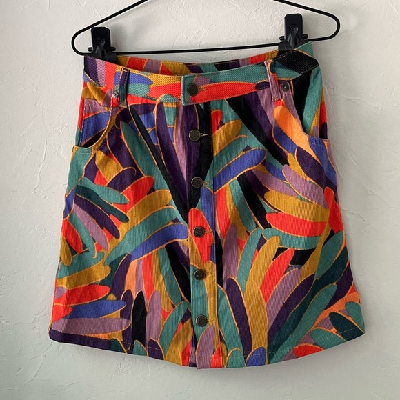 ❤️FARM RIO ANTHROPOLOGIE KIKI MINI CORDUROY SKIRT S - Picture 4 of 7